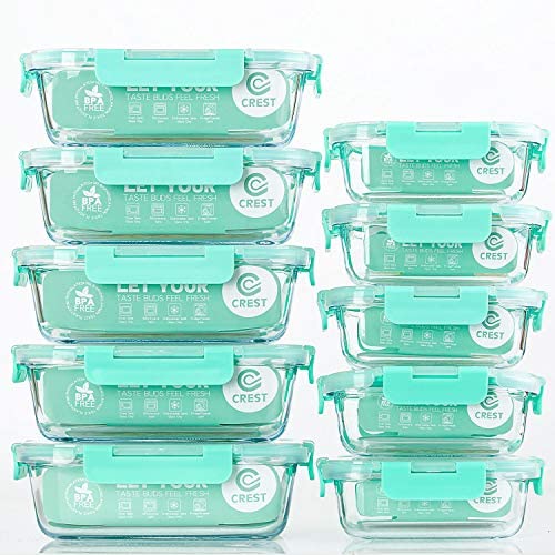 Vtopmart 8 Pack Glass Food Storage Containers , Meal Prep , Airtight Bento  Boxes with Leak Proof Locking Lids, for Microwave, Oven, Freezer and