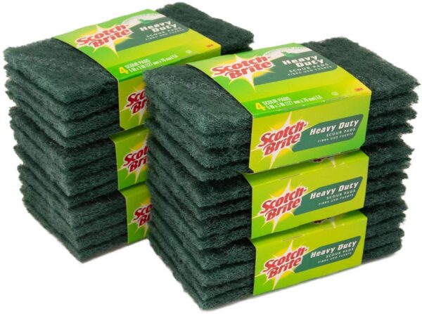 Scotch-Brite (24 Pack) 3M Heavy Duty Scour Pads For Tough Cleaning Home Kitchen Dining Bathroom